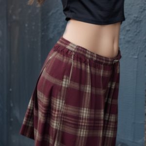 Low Rise Plaid Bow Accent Mini Pleat Skirt